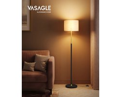 Novyro Living - vloerlamp - staande lamp - industrieel - zwart goud - in hoogte verstelbaar - dimbare LED lamp - stoffen lampenkap