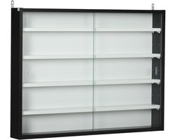 Novyro Living - wandkastje - 2 glazen schuifdeuren - met verstelbare planken - zwart - woonkamerkast - collecties - vitrine