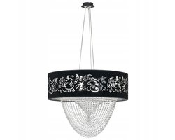 Nowodvorski Corte Plafondlamp 3xE27 Zwart Fluweel met Kristaldecoratie