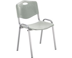 NowyStyl bezoekersstoel, H 470 mm x B 460 mm x D 410 mm, kunststof, met stalen frame, anti-kras voetjes, stapelbaar, aluminium grijs