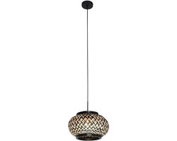 Nox Light 4538ZW – compacte hanglamp van bamboe en metaal, hoogte verstelbaar van 50 tot 135 cm, Steinhauer