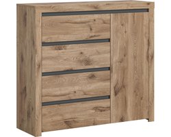 Nox Oak Nb Ladekast - Dressoir - Opbergkast - Natuurlijke houtlook - 116 cm x 105 cm x 37 cm