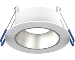 Noxion LED Spot Ares Diep ring Wit - met Binnenring Zilver | Zaagmaat 68mm - incl. GU10 Fitting.