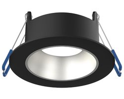 Noxion LED Spot Ares Diep ring Zwart - met Binnenring Zilver | Zaagmaat 68mm - incl. GU10 Fitting.