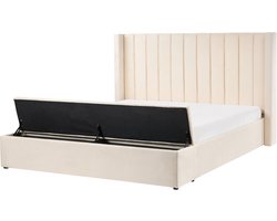 NOYERS - Bed met opbergruimte - Gebroken wit - 180 x 200 cm - Fluweel