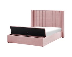 NOYERS - Bed met opbergruimte - Roze - 140 x 200 cm - Fluweel