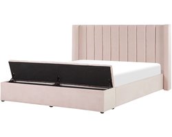 NOYERS - Waterbed opbergruimte - Pastelroze - 160 x 200 cm - Fluweel