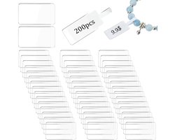 NTH products- Rekken Tags 200 Stuks - Zelfklevende Labelhouder - PVC - Compacte Maat 12x25mm - Card Protector - Voor Retail/Winkel Display - Labelhouders