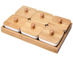 NTHProducts - Appetizer Serving Bowl - Tapas en Sauskommen - Multifunctioneel - Wit - Snack en Dipkommen - Geschikt voor Feesten en Diner - Ceramisch
