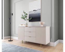 Nubia K2D3SZ ladekast - dressoir 150 x 41 cm - 3 lades - kasjmier kleur met hoge poten