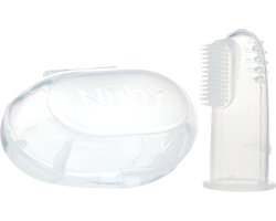 Nuby Baby tandenborstel + Nuby Baby Tandgel - vingertandenborstel - kindertandenborstel op vinger - silliconen - transparant