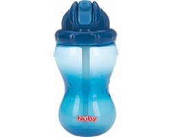 Nûby - Flip-It beker met zacht silicone rietje - Blauw - 360ml - 12+ maanden
