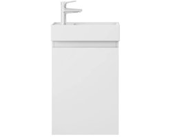 Nurion Toiletmeubel Lotte - glanzend witte basin en wit houten kast - 41 x 22,5 x 65 cm