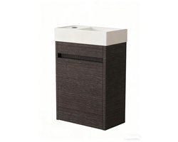 Nurion Toiletmeubel Luca - glanzend wit basin en zwart houten kast - 41 x 22,5 x 65 cm