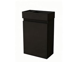 Nurion Toiletmeubel Milan - mat zwarte basin en zwart houden kast - 45 x 22,5 x 65 cm