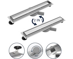 Nurrion Douchegoot met Flens en Flexibele Aansluiting 60 cm - RVS Douchedrain Compleet - Inbouw Douchegoot