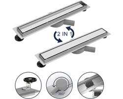 Nurrion Douchegoot met Flens en Flexibele Aansluiting 80 cm - RVS Douchedrain Compleet - Inbouw Douchegoot