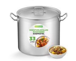 NutriChef Kookpot – 31L Soeppan- Roestvrijstalen Inductie Kookpan - Stoofpot- Soeppan met Doorzichtig Deksel- Vaatwasmachinebestendig