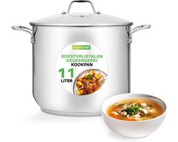 NutriChef Soeppan, 11L Kookpan, Inductie, soeppan met Doorzichtig Deksel- Vaatwasmachinebestendig