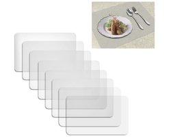 Nuvaa 8x Transparante Placemats – Kunststof, Antislip, Afwasbaar & Hittebestendig – Tafelbeschermers voor Keuken & Eettafel