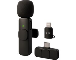 Nuvance Draadloze Microfoon - Dasspeld Microfoon - Usb-C & Smartphone Adapter - Lavalier Microfoon - Plug & Play
