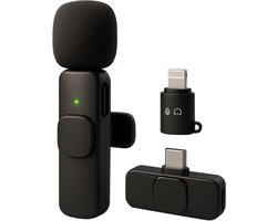 Nuvance Draadloze Microfoon - Geschikt voor Usb-C & 8-Pin - Lavalier - Microfoon Draadloos - Dasspeld - Plug & Play