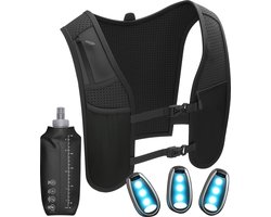 Nuvance Hardloopvest - 3x LED - Hardlopen - Running Vest met Verlichting - Hardloop Vest - Loopvest incl. Waterfles en Telefoonvak
