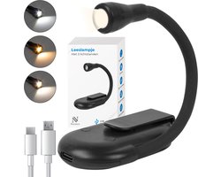 Nuvance - Leeslampje - Leeslamp met Klem - 3 Standen - voor Boek - USB C - Klemlampje - Zwart