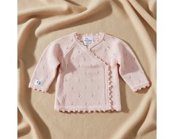Nuvinokids® Gebreid Baby Vestje Soft Pink - Maat 56 - 100% OEKO-TEX® Standard 100 Katoen - Gebreid Baby Vest - Newborn Vestje - Duurzame Babykleding - Kraamcadeau - babyshower - meisje truitje - Hypoallergeen - Plasticvrij - BPA Vrij
