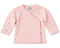 Nuvinokids® Gebreid Baby Vestje Soft Pink - Maat 74 - 100% OEKO-TEX® Standard 100 Katoen - Gebreid Baby Vest - Newborn Vestje - Duurzame Babykleding - Kraamcadeau - babyshower - vestje meisje - Hypoallergeen - Plasticvrij - BPA Vrij
