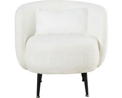 Nuvolix Fauteuil "Lima" MET kussen - Bouclé - fauteuil teddy - relaxstoel - lounge stoel - wit