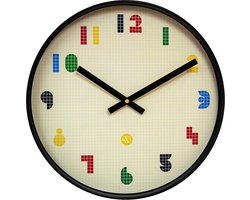 nXt Bit – Wandklok – 35 cm – ABS – Zwart/Multicolor – Stil