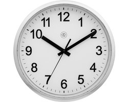 nXt Robust – Wandklok – 25 cm – Kunststof – Zilver – Witte wijzerplaat
