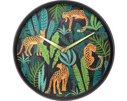 nXt - Stille Wandklok - 30 cm - Plastic - Multi - 'Urban Jungle'