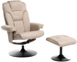 NYKS - Relaxfauteuil met voetenbank - Taupe - Polyester