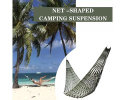 Nylon touw meshy hangmat voor buiten slaapnet bed met touw draagbare camping tuin strand tuin reizen schommel hangend bed - Groen