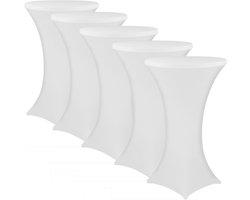 NYVI Sta-tafelhoes NYVIGala Wit Ø 80-85 cm - Set van 5 - Elastische premium stretchhoezen voor standaard bistro- & statafels - Rekbare tafelbekleding