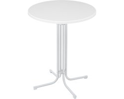 Ø 80 cm opklapbare bartafel, bistrotafel, klaptafel voor buiten, horeca bartafels, tuintafel, ronde bartafels, partytafel, biertafel, hittebestendig, stabiel met verstelbare voetmat, wit