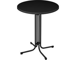 Ø 80 cm opklapbare bartafel, bistrotafel, klaptafel voor buiten, horeca bartafels, tuintafel, ronde bartafels, partytafel, biertafel, hittebestendig, stabiel met verstelbare voetmat, zwart