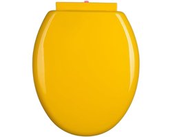 O-vormige softclose toiletbril met snelsluiting - Gemakkelijk schoon te maken PP-materiaal, helder geel, ideaal voor moderne badkamers en comfort