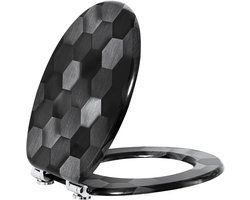 O-Vormige WC-Bril - Toiletbril - Voor Badkamer - Soft-Close Mechanisme & Verstelbare Scharnieren - Toiletdeksel met Motief van