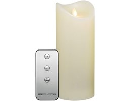 Ø9x23 cm LED Kaars met Timer en Afstandsbediening - Brandduur 1000 Uur - vlamlose Waskaars beweegbare Kaarsvlam - Batterijvoeding Crèmewit