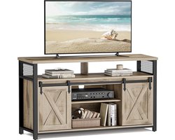 OakLine Sliding 135 cm TV-meubel voor TV’s tot 60 inch met schuifdeuren, verstelbare planken, metalen frame en kabelmanagement 135 x 40 x 76 cm