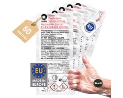 Oasis® 50 x 25 Liter Waterzuiveringstabletten - Houdbaar tot 2030! - 1250 liter NATO/NSF goedgekeurd + LevinQ® Handschoenen PE Veilig drinkwater