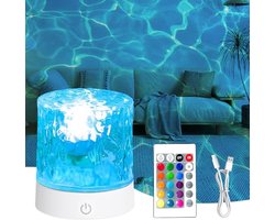 Oceaanlamp – 16 kleuren met USB, oplaadbare Aurora-projector, oceaanlamp met afstandsbediening, roterend nachtlampje & sterrenhemelprojector – Decoratie voor kamer & feest