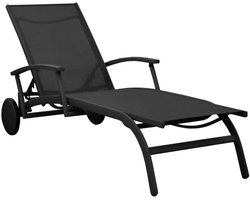 Oceo elegance lounger aluminium met textileen - opklapbare armleggers - donkergrijs