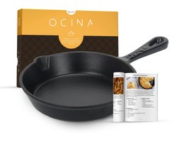 Ocina Gietijzeren pan voor BBQ en Inductie – 16 cm – Skillet – Koekenpan – Hapjespan - Pannen - Emaille - Zwart