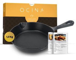 Ocina Gietijzeren pan voor BBQ en Inductie – 19,5 cm – Skillet - Koekenpan – Hapjespan - Pannen - Emaille - Zwart