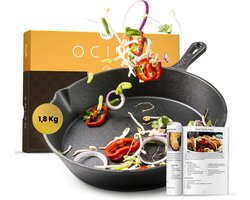 Ocina Gietijzeren pan voor BBQ en Inductie – 25 cm – Skillet - Koekenpan – Hapjespan - Pannen