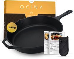 Ocina Gietijzeren pan voor BBQ en Inductie – 30,5 cm – Skillet - Koekenpan – Hapjespan - Pannen - Emaille - Zwart